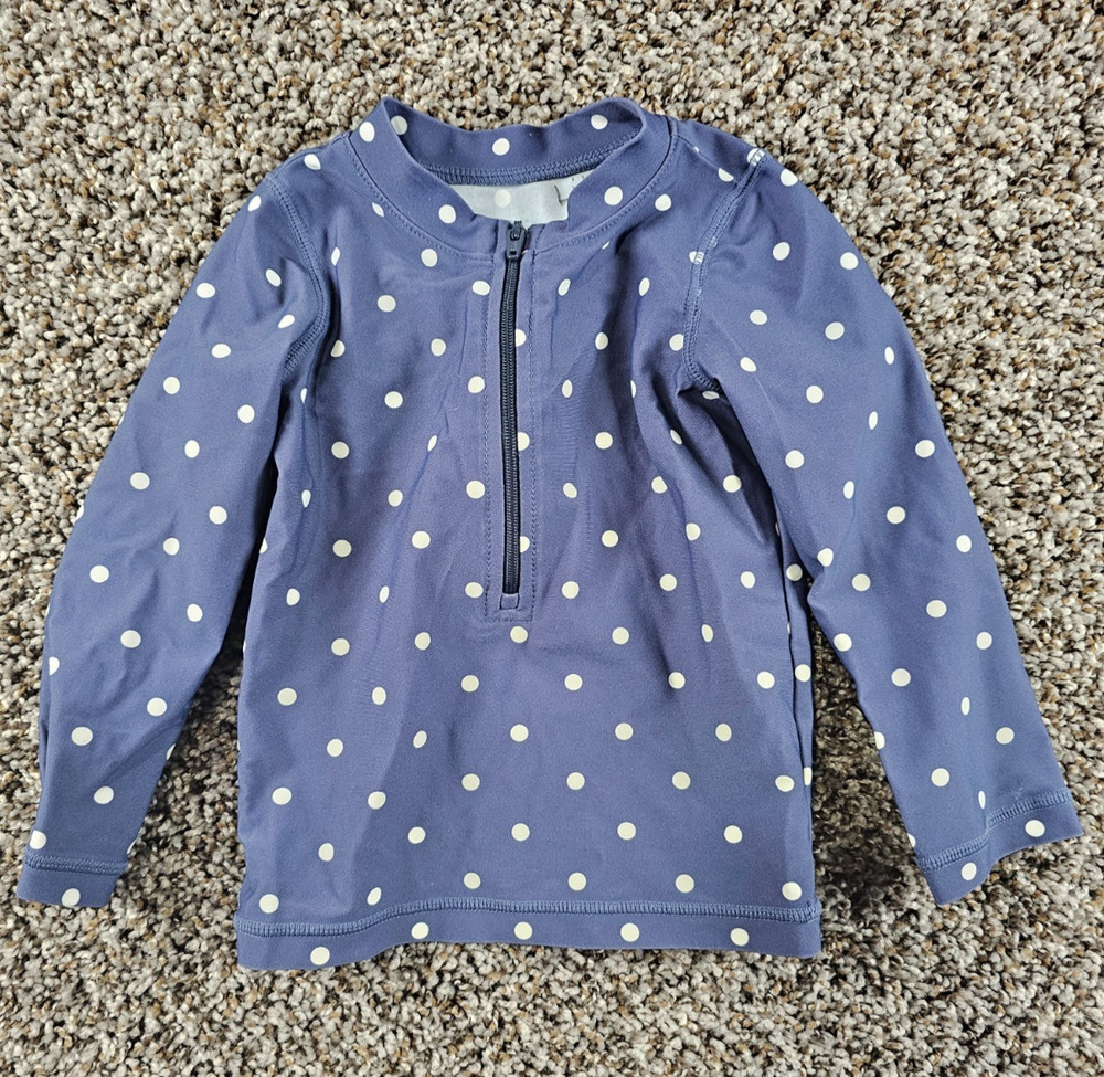 Primary Baby Girls Sz 12-18M Long Sleeve Swimsuit Rashguard Polka Dot